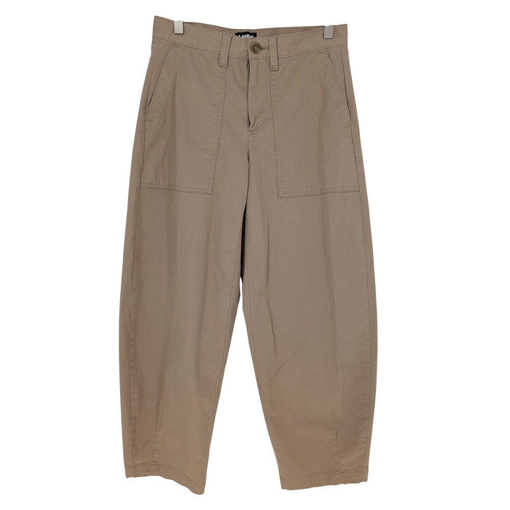 Lands End Barrel Leg Khaki Chino Pants Women 2 Utility Minimalist Preppy